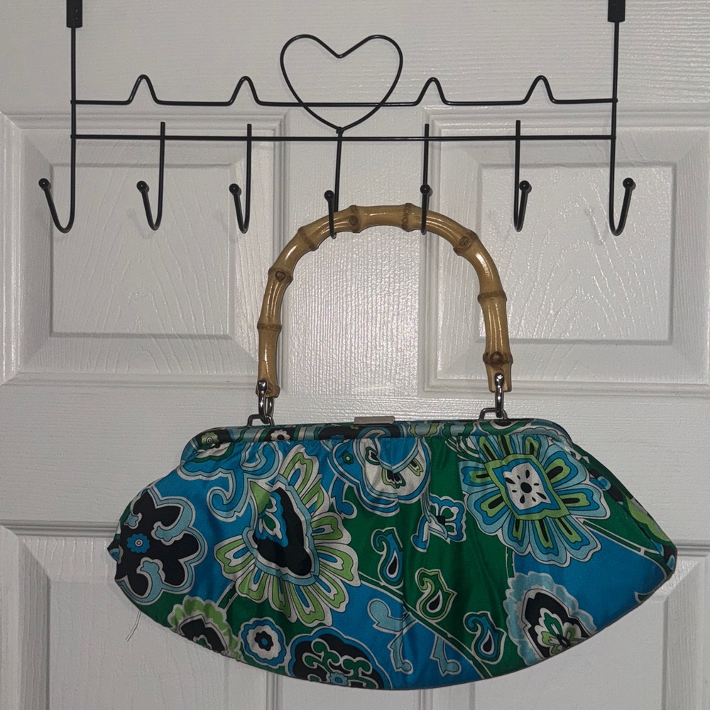 Floral Bamboo Handle Clutch